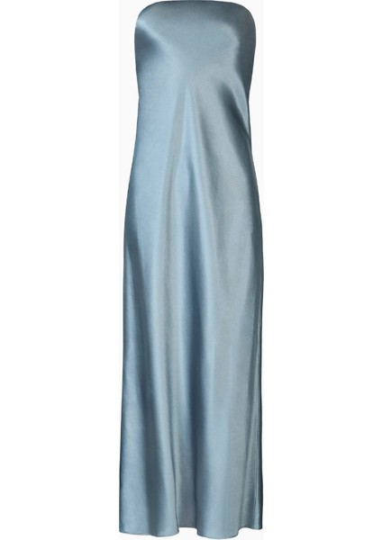Satin Cowl Back Maxi Dress Strapless Bias Cut Longline Gown Kadın Elbise fiyatları