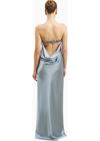 Satin Cowl Back Maxi Dress Strapless Bias Cut Longline Gown Kadın Elbise modelleri