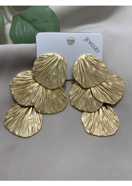 Çelik 14K Altın Kaplama Hediyelik Suya Dayanıklı Kadın Küpe Gold Büyük Küpe Şık ve Modern Zarif Küpe Parlak Görünüm Gold Küpe Günlük ve Özel Gün Kullanımı Için Ideal