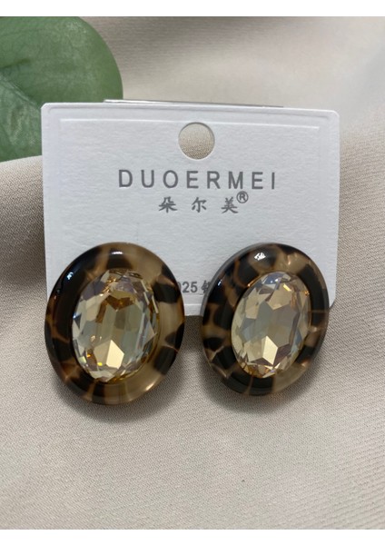 Çelik Hediyelik Suya Dayanıklı Kadın Şık ve Modern Taşlı Zarif Küpe Parlak Görünüm Minimal Leopar Desenli Günlük Kullanım Için Ideal