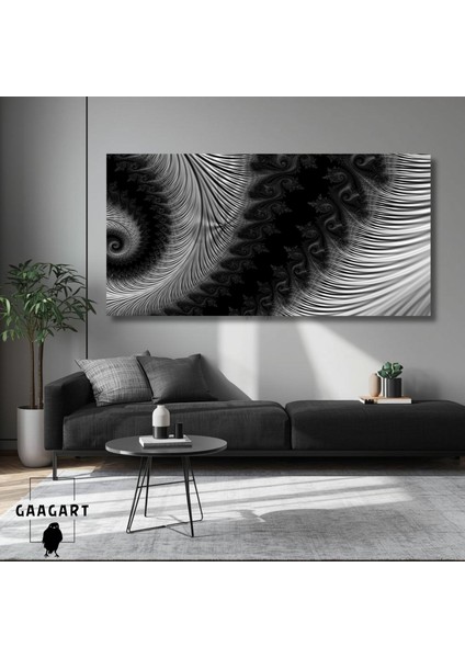 Panoramik Kanvas Kanvas Salon Tablosu Gri Siyah Soyut Desen