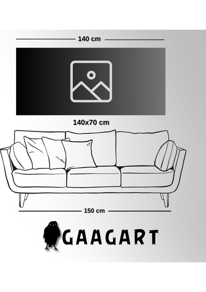 Panoramik Kanvas Kanvas Salon Tablosu Gri Siyah Soyut Desen