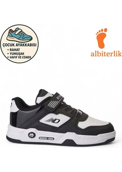 Unisex Kız Erkek Çocuk Cırtlı Basket 4 Mevsim Günlük Spor - Siyah-Gri - 29