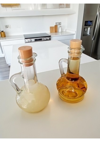 Ibrik Yağdanlık Bambu Mantar Kapaklı Şık Yemek Masası Yağdanlık Sirkelik Cam Yağ Şişesi 260CC 2AD