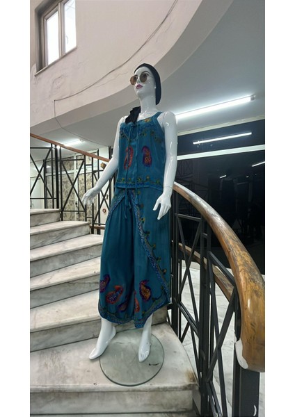 Otantik Nakış Işlemeli Harem Şalvar Pantolon Buluz Takım fırsatları