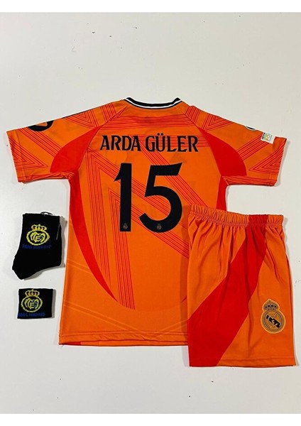 R.e.a.l M.a.d.r.i.d 2024-25 Yeni Sezon A.r.d.a G.ü.l.e.r Deplasman Çocuk Forması 4'lü Set (Armalı) modelleri