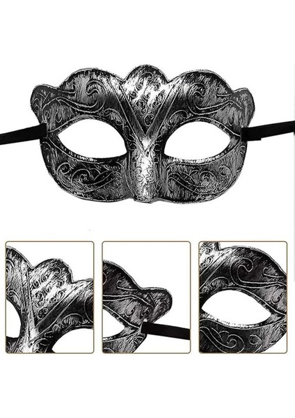 Maskeli Balo Antik Gri Gümüş Eskitilmiş Maske Balo Venedik indirimleri