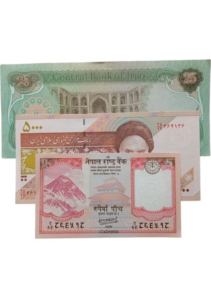 3 Adet 3 Farklı Ülke Yabancı Koleksiyon Kağıt Para. Antika Koleksiyon Para.