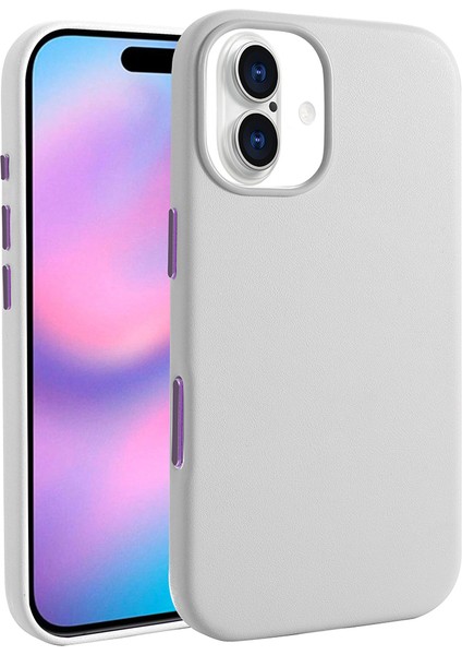 iPhone 17 Kılıf M-Safe Şarj Özellikli Pu Deri Görünümlü Zıvo Kupra Kapak - Gri