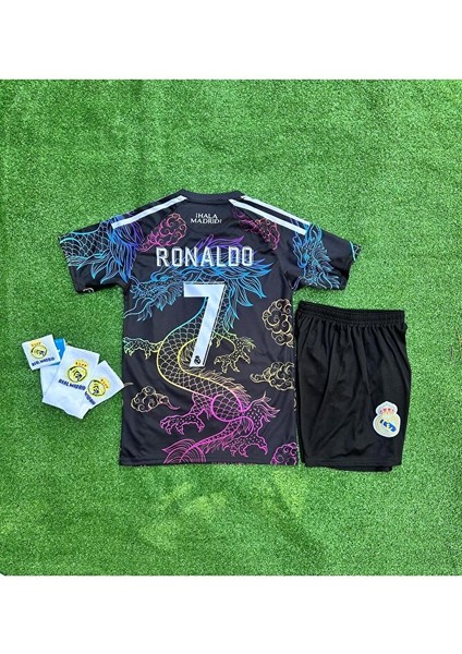 Real Madridd Ejderha Desenli Cristiano Ronaldo Çocuk Forması 4'lü Set (Armalı New)