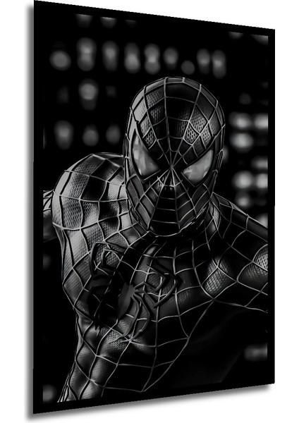 Çerçeve Görünümlü Örümcek Adam Siyah Kostüm Ahşap Mdf Dekoratif Tablo Dikdörtgen Tablo modelleri