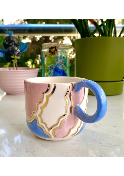 El Yapımı Seramik Gerçek 24K Altın Dekorlu Kupa modelleri