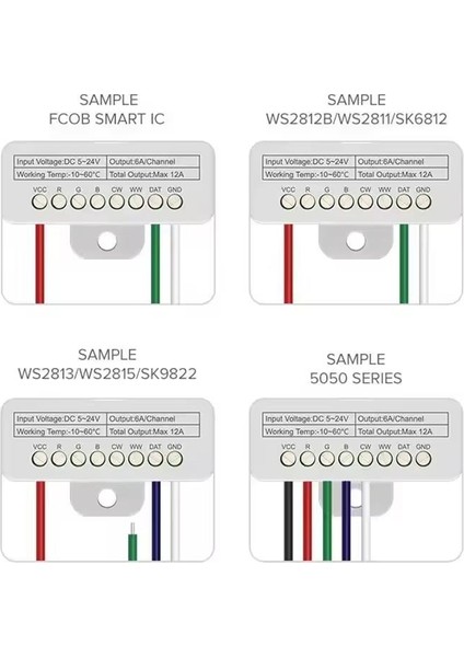 SP630E Bluetooth Müzik Pixel Şerit LED + 5 Kanal Rgbw+Ww LED Kontrol Devresi 5-24V
