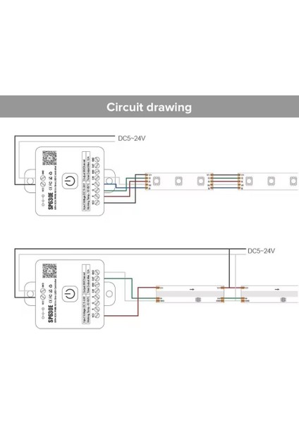 SP630E Bluetooth Müzik Pixel Şerit LED + 5 Kanal Rgbw+Ww LED Kontrol Devresi 5-24V