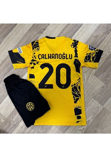 Inter 2024/25 Yeni Sezon Hakan Çalhanoğlu Alternatif Çocuk Forması 2'li Set (Yellow)