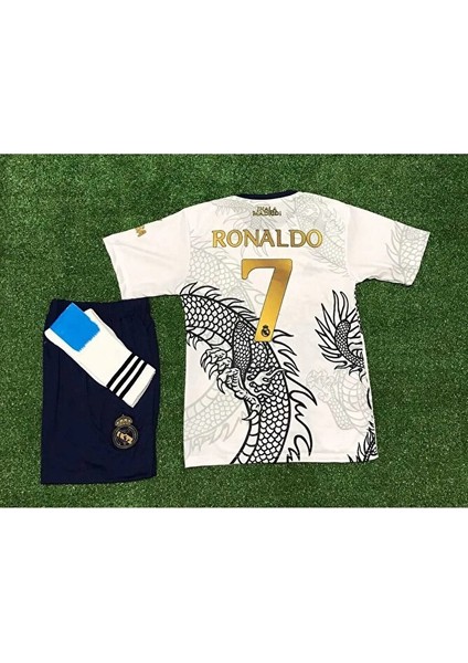R.e.a.l.m.a.d.r.i.d 2023/24 Sezon (Ejderha) Desenli Cristiano Ronaldo Çocuk Forması 3'lü Set (Byz)