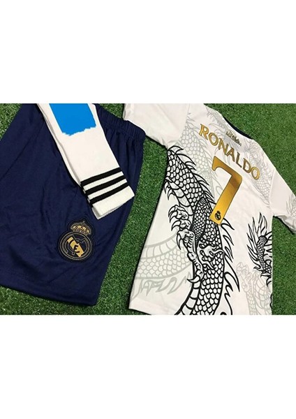 R.e.a.l.m.a.d.r.i.d 2023/24 Sezon (Ejderha) Desenli Cristiano Ronaldo Çocuk Forması 3'lü Set (Byz) modelleri