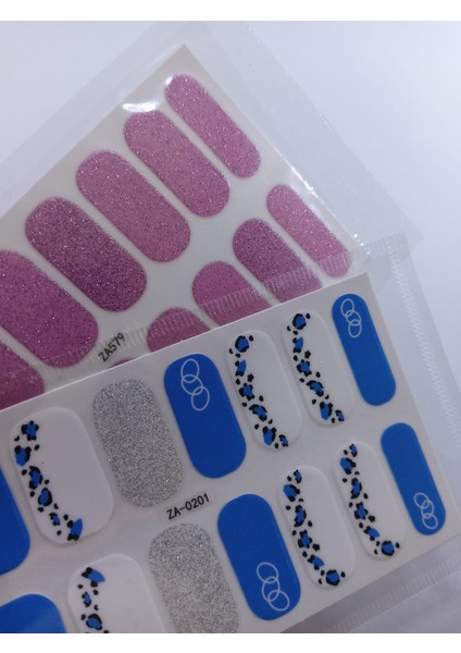 Kendinden Yapışkanlı Nail Sticker 2 Paket Tırnak Stickeri Takma Yapışkanlı Oje Mavi Pembe fiyatları
