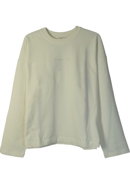 Kadın Sweatshirt - Always Smiling Nakış Detaylı Basic Model