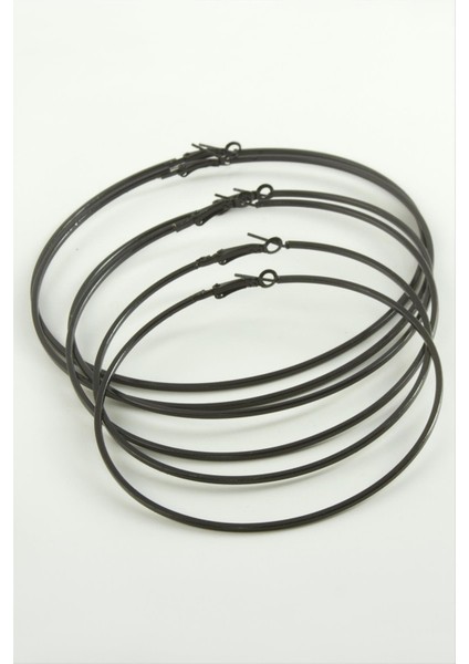 Techmrt Ezme Metal Halka Küpe 6 Adet-Siyah