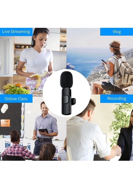 Lightning Girişli Iphone Uyumlu Ikili Kablosuz Yaka Mikrofonu Youtube Facebook Tiktok Vlog