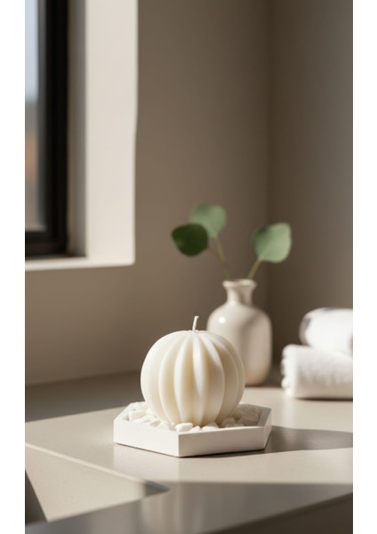 El Yapımı Dilimli Küre Mum – Beton Stantlı Minimal Dekoratif Mum fiyatları