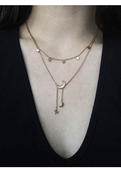 Zarif Ay ve Minik Yıldızlar Sallantılı Kolye indirimleri