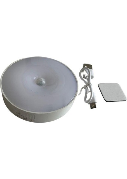 Hareket Sensörlü - USB Şarjlı - Mıknatıslı LED Işık Lamba Yuvarlak 3 Renk Ayarlı indirimleri