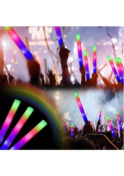 LED Işıklı Rengarenk Sünger Parti Çubuk Işıklı Kauçuk Sopa 46 cm indirimleri