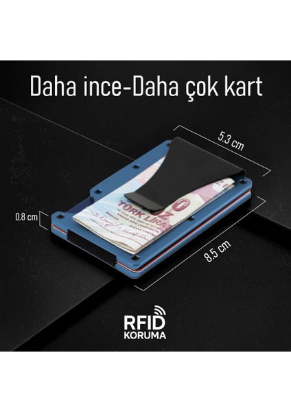 Minimalist Cüzdan & Kartlık - Erkek Kartlık | RFID Korumalı Alüminyum Kartlık | Blue fiyatları