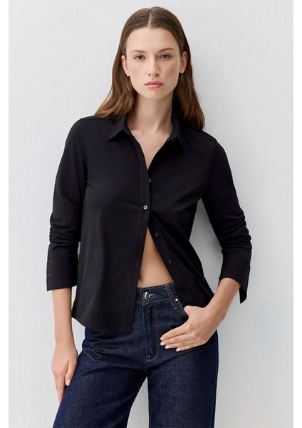 Kadın Siyah Uzun Kollu Polo Tişört 1613650-900 fiyatları