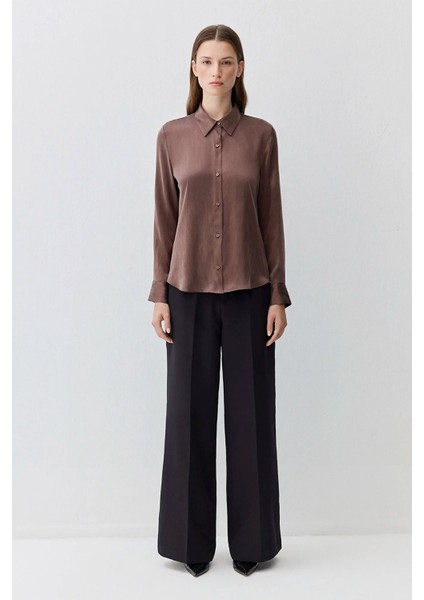 Kadın Kahverengi Ipek Gömlek 1211269-87537 modelleri