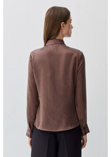 Kadın Kahverengi Ipek Gömlek 1211269-87537 fırsatları