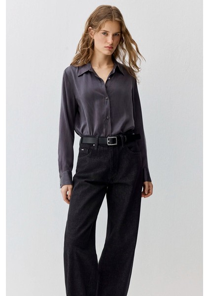 Kadın Antrasit Ipek Gömlek 1211269-70087 fiyatları