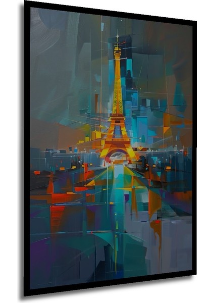 Çerçeve Görünümlü Soyut Eyfel Kulesi Paris Ahşap Mdf Dekoratif Tablo Dikdörtgen Tablo modelleri