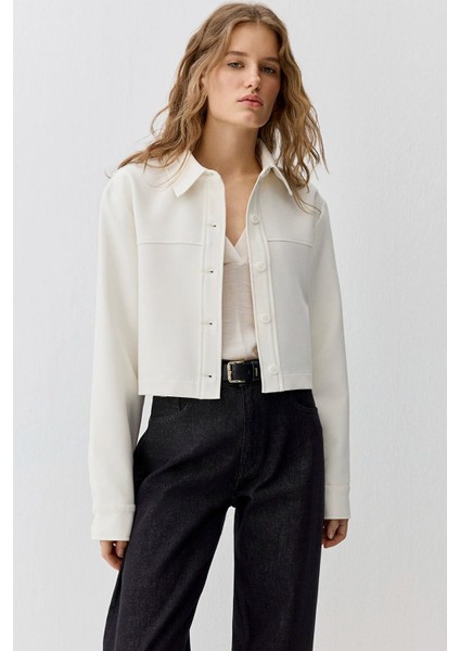 Kadın Ekru Crop Gömlek 1211336-80194 fiyatları