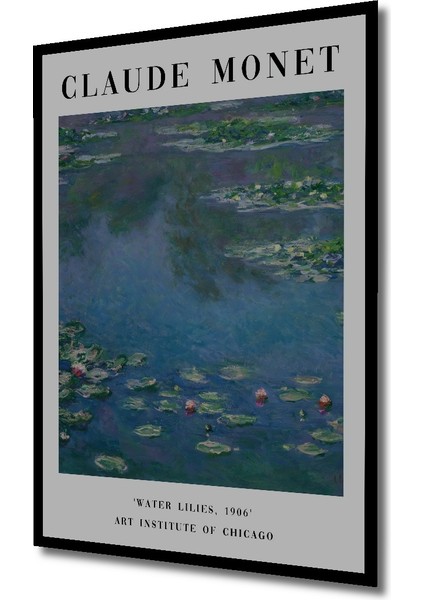 Çerçeve Görünümlü Claude Monet Nilüferler Dekoratif Ahşap Mdf Tablo Dikdörtgen Tablo fiyatları