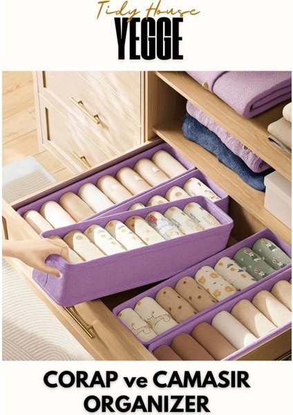 Çekmece ve Dolap Içi Düzenleyici, Raf Düzenleyici, Katlanabilir Çorap ve Çamaşır Organizer Kutu
