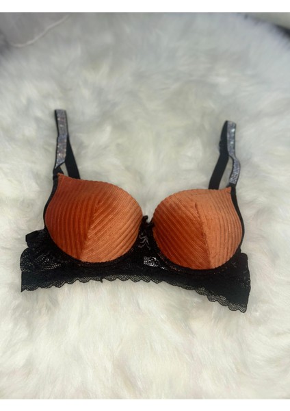 Kiremit Kadife Destekli Kadın Sütyen ve Tanga Takımı fırsatları