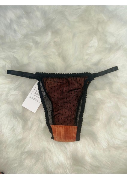 Kiremit Kadife Destekli Kadın Sütyen ve Tanga Takımı