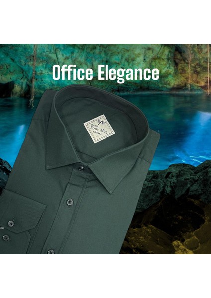 Klasik %100 Cotton Uzun Kollu Terletmeyen Kışlık Flanel Kumaş Yeşil Gömlek (Regular Kalıp)