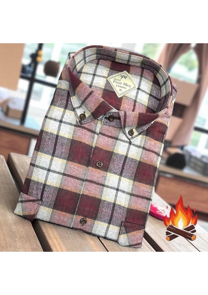 Klasik %100 Cotton Uzun Kollu Terletmeyen Kışlık Flanel Kumaş Çok Renkli Gömlek (Regular Kalıp)