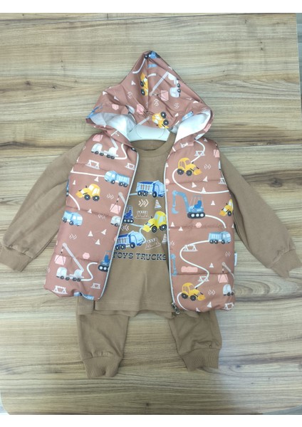 Laura Baby Araba Desenli Erkek Bebek/çocuk Yelekli Alt Üst Takım