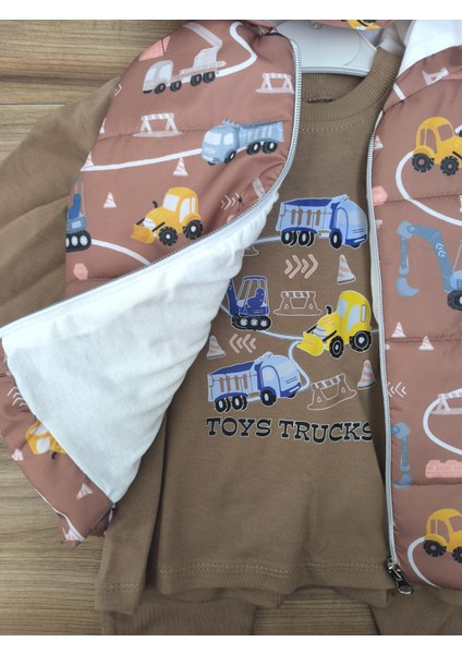 Laura Baby Araba Desenli Erkek Bebek/çocuk Yelekli Alt Üst Takım