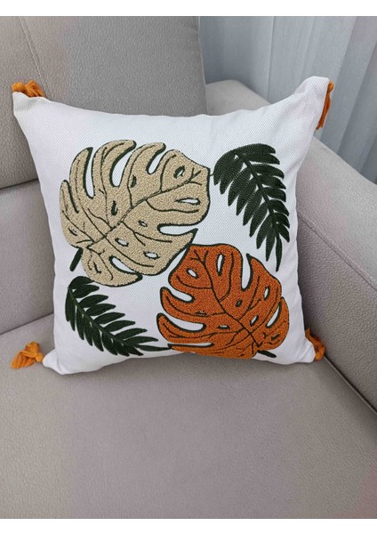 45*45 Punch Bohem Tarzi Keten Üzeri Kırlent Kılıfı ,punch Kirlent Kilifi