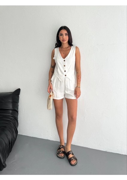 Kadın Keten Şort Yelek Takım S3461 fiyatları