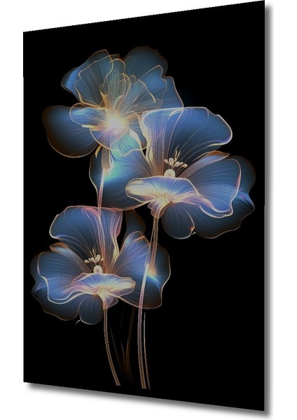 Çerçeve Görünümlü Büyüleyici Mavi Çiçekler Dekoratif Ahşap Mdf Tablo Dikdörtgen Tablo fiyatları