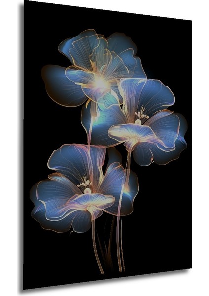 Çerçeve Görünümlü Büyüleyici Mavi Çiçekler Dekoratif Ahşap Mdf Tablo Dikdörtgen Tablo modelleri