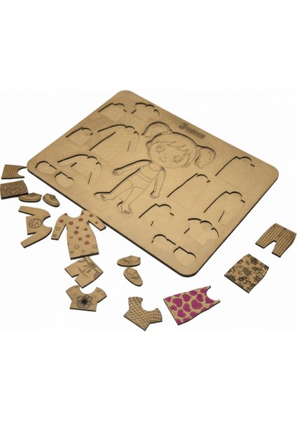 Jtoys Eğitici Ahşap Kız Giydirme Puzzle, El Becerisi Geliştiren Montessori Oyuncak fırsatları