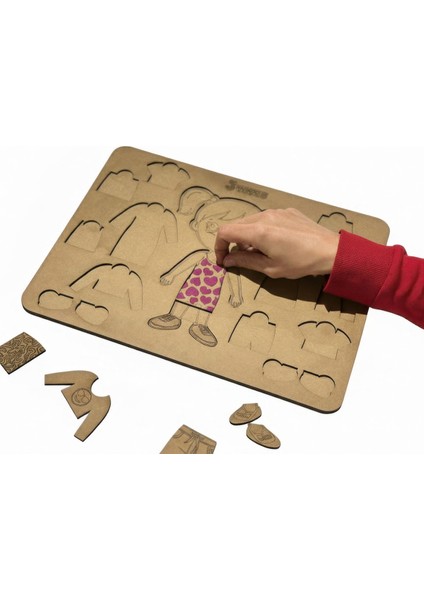 Jtoys Eğitici Ahşap Kız Giydirme Puzzle, El Becerisi Geliştiren Montessori Oyuncak indirimleri